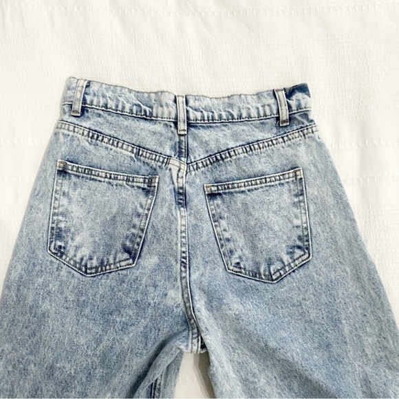 lioness STONE LIGHT WASH HIGH RISE WIDE LEG DISTRESSED RAW HEM JEANS - S - Picture 10 of 10